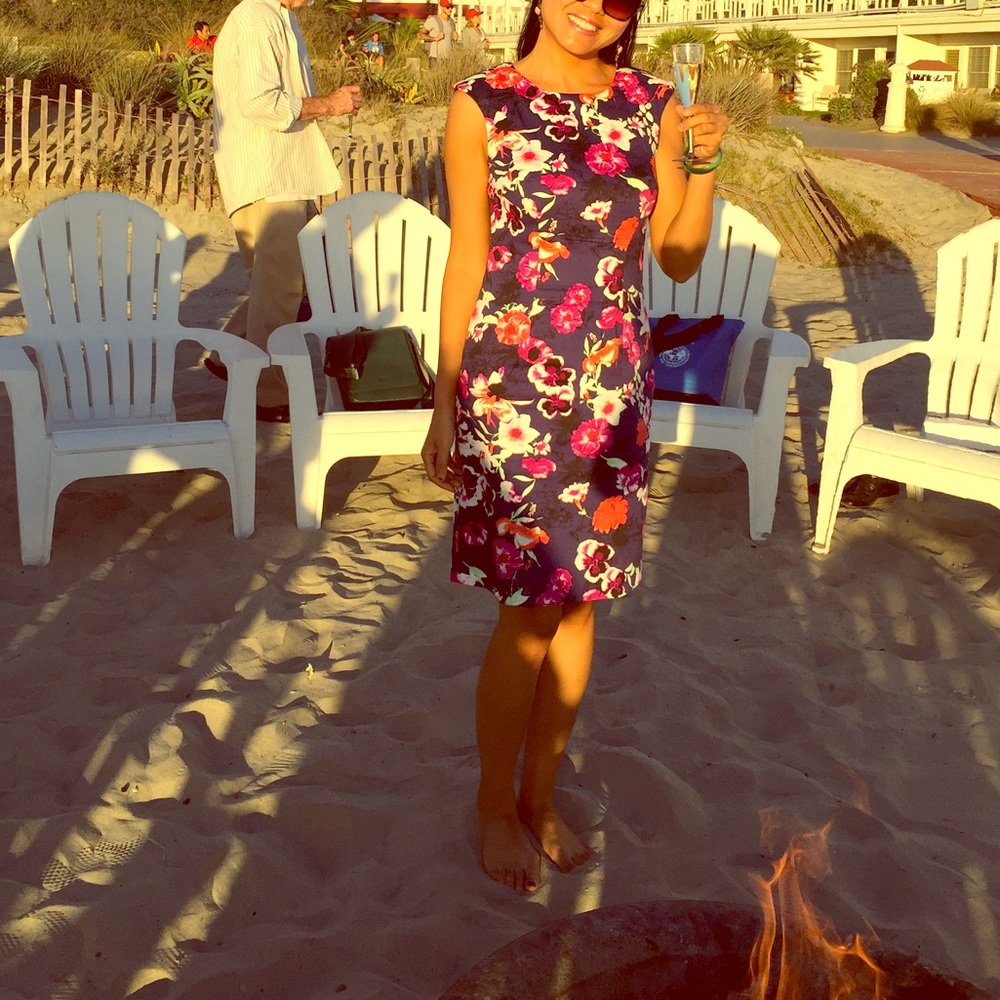 SHE’S navy/pink floral sheath dress